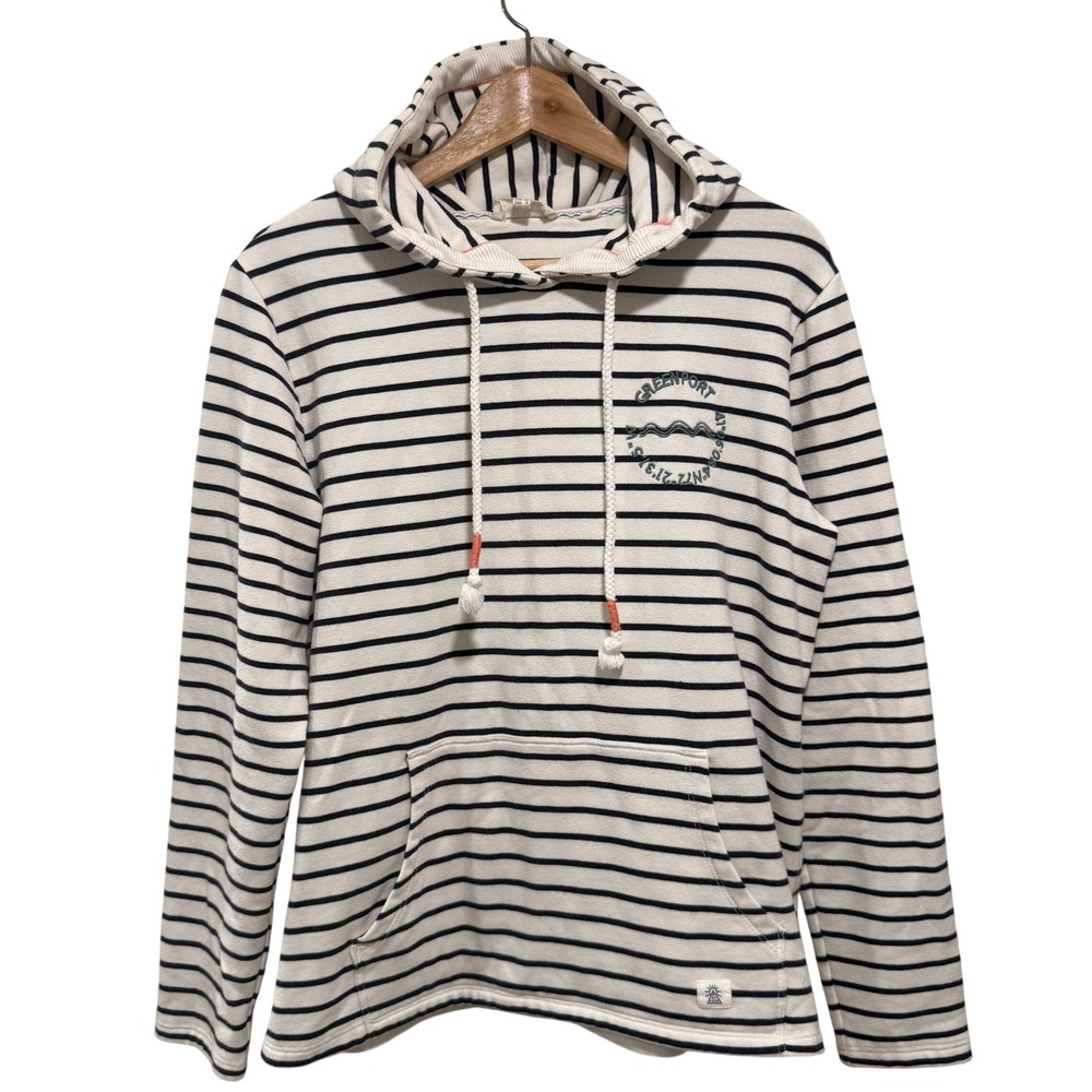 FatFace Greenport Striped Hoodie Women's 8 Navy Cream Coastal Pullover